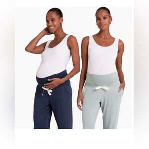 seraphine Maternity set of 2 joggers, Heathered Green and Navy